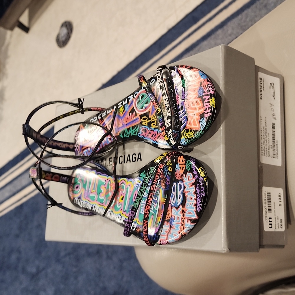 Balenciaga Graffiti Anklestrap Sandals